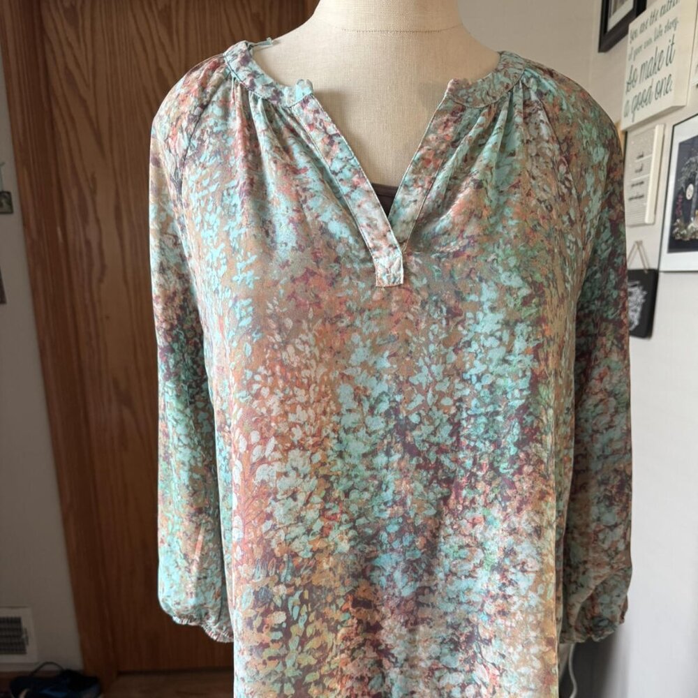 SMALL Cynhia Rowley PASTEL colored balloon sleeve TOP blouse